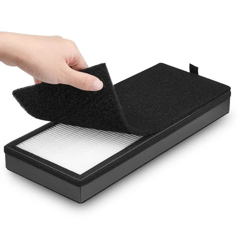 HEPA Replacement Filter For 8000 Elite Pro Series Air Purifier with 2 HEPA Filters and a Carbon Pre Filter being held