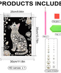Cat Themed Pearl Diamond Painting Kit for Adults and Beginners, Sparkling Crystal Gem Wall Art Home Decor 11.81 by 15.75 Inches