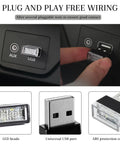 USB LED Car Interior Ambient Lighting Kit With Six Colors Portable Mini Plug In Night Light for Car Decor, close-up view