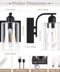 Product dimensions for Set Of Two 8 Inch Battery Wall Sconces With Clear Glass, Farmhouse Indoor Lighting, 4000k Neutral White, Rechargeable Remote Dimmable Fixtures.