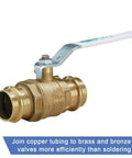 One And A Half Inch Press End Brass Ball Valve With Full Port Flow For Plumbing And Potable Water Lead Free ASTM B88 Brass Body
