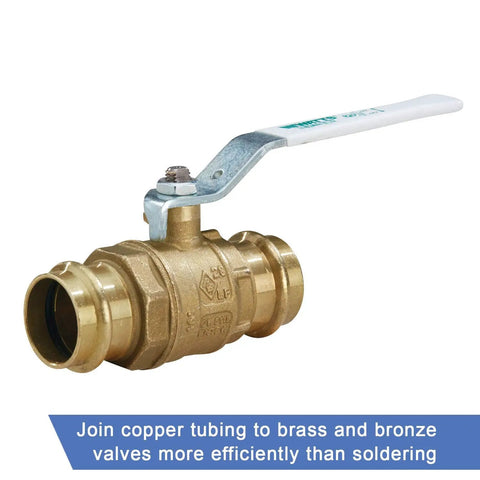 One And A Half Inch Press End Brass Ball Valve With Full Port Flow For Plumbing And Potable Water Lead Free ASTM B88 Brass Body