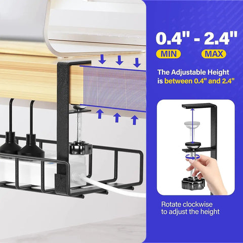 Under Desk Cable Management Tray With Clamp No Drill No Screws No Tools Needed No Damage To Desk Easy Install Wire Organizer