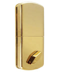 Polished brass keyless entry door lock with keypad and auto lock triple security system for exterior and interior doors
