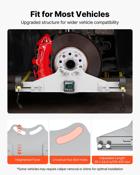 Heavy Duty Carbon Steel Wheel Alignment Tool Featuring A Digital Angle Finder and Measuring Tapes for accurate camber adjustments on vehicles.