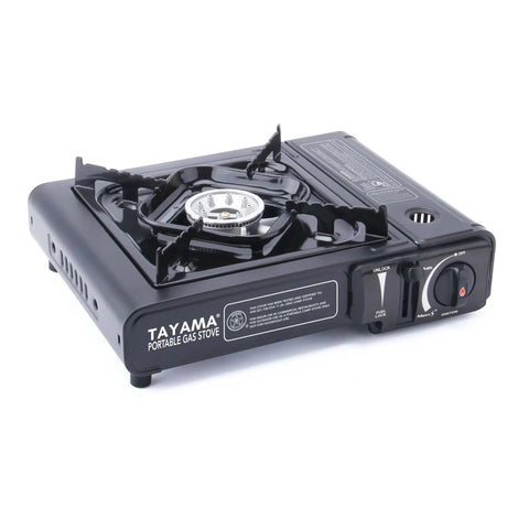 8000 BTU Black Butane Portable Camping Stove With Auto Ignition Includes Carrying Case Great For Camping Or Home Emergency Kit Uses 8 Oz Butane Canisters