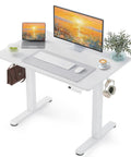 Electric Standing Desk With Three Memory Presets, 40 By 24 Inch Sit To Stand Desk, Quiet Motor, Ergonomic White Top, Home Office