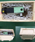 Beefed Up Filament Extruder For ABS PLA PEEK Filaments packaged in a crate, Heavy Duty 90W Pressing Machine visible with 0.6 Inch Screw Rod