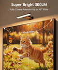 Killer Glow Two Pack Battery Operated Picture Lights With Remote illuminating cat artwork, 300LM brightness, covers 40" width