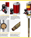 Heavy Duty Pneumatic Grease Pump Kit for 55 Gallon Drums with 16ft Tubing Universal Grease Gun showcasing pressure gauge and cylinder.