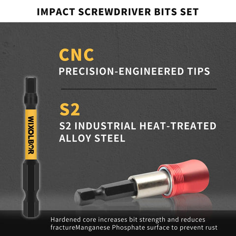 Pro Grade 23-Piece 2-Inch Allen Wrench And Drill Bit Set With Magnetic One Quarter Inch Hex Bits For Impact Drivers Includes Metric And SAE Sizes S2 Steel Magnetic Bit Holder And Storage Box featuring CNC precision-engineered tips and S2 industrial heat-treated alloy steel.