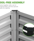 Close-up of Two Piece Galvanized Raised Garden Bed Kit corner assembly showing durable metal construction and tool-free connectors.