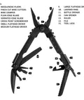 14-In-1 Multitool With Needlenose Pliers, Serrated Knife, Wire Crimper, Bottle Opener, Can Opener And Screwdriver