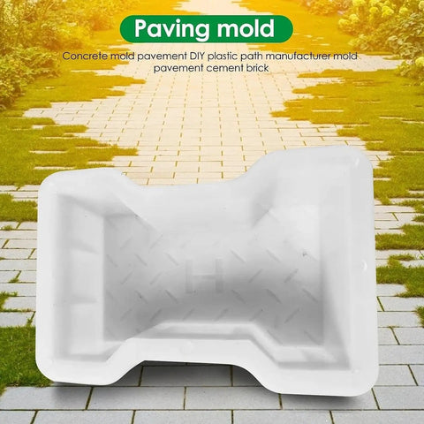 DIY Concrete Block Paving Model For Garden Paths And Patios Portable Driveway Kit shown in rectangular white polypropylene mold