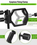 Deluxe Metal Telescope Mount All In One Phone And Camera Universal Adapter with eyepiece fixing clamp close-up