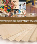 Basswood sheets, 12x12 in, 1/16 in thick, unfinished wood boards for DIY crafts (36 pcs)