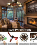 Caged Ceiling Fan With Light And Remote Flush Mount Low Profile Farmhouse Modern Ceiling Fan Includes Bulbs 6 Speeds
