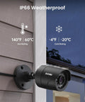 IP66 weatherproof outdoor camera from 5MP 3K Lite CCTV Security System With AI Human And Vehicle Detection, resistant to hot and cold.