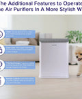 Slevoo air purifier in room with BS-14 Air Purifier Filter Replacement 3-In-1 True HEPA Filter With Smart Filter Change Reminder features