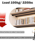 Badass Heavy Duty Countertop Support Brackets With Extra Long Metal Wall Mount Shelf Rod For Furniture Reinforcement White Steel Bracket Set shows load capacity of 100kg, ideal for sturdy furniture support.