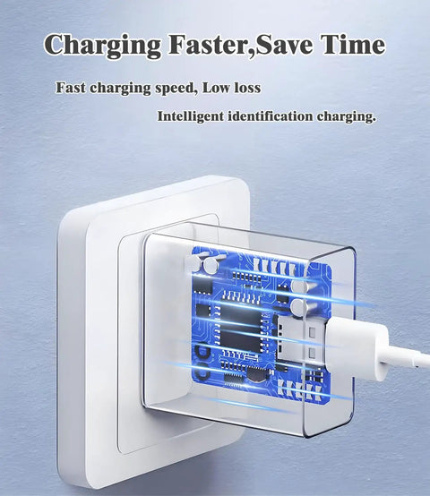 No Fuss USB Wall Charger 5V 2A Fast Charging Adapter Built For Travel And Home Universal USB Plug with transparent housing view