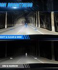 Comparison of headlight brightness, top showing Xenon HID Headlight Ballast With Igniter And D2S Bulb Replacement for improved visibility