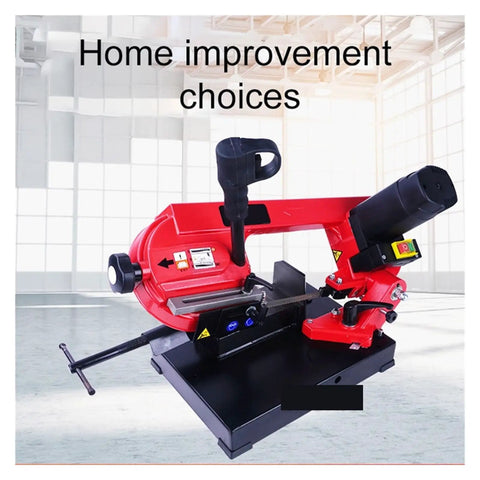 Heavy Duty Horizontal Metal Band Saw Machine Packed With A Beefy 600 Watt Motor, red metal saw, suitable for garage and pro shop use.