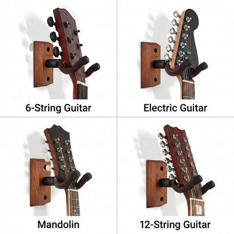 Solid Guitar Wall Mount 2 Pack U Shaped Wood Hanger Hand Polished Display Rack For Bedroom Studio Sturdy Rig Storage For Electric Acoustic Guitars You Will Dig This