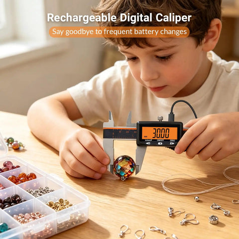 Heavy Duty Digital Caliper With Quick Charge Usb C And Tough Six Inch Measuring Build Offers Bright Orange Lcd Readout Auto Sleep Mode And Months Of Juice For Garages Workshops And Backyard Rigs Craving Dead On Accuracy