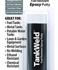 TankWeld fuel tank epoxy putty by J-B Weld, 1 oz, dark grey, for fuel tanks and metal surfaces