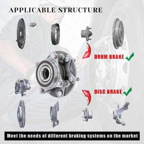 Diagram of front left and right wheel bearing hubs assembly for Toyota 4Runner Tacoma FJ Cruiser and Lexus GX460 GX470 with ABS.