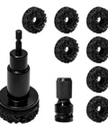 Grease Monkey Approved Wheel Hub Cleaning Kit With Drill Adapter and Seven Abrasive Pads for rust removal on lug studs.