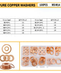 Pure copper washers kit 100pcs M5-M14 in compartment case, Multi Material Flat Washers Kit Copper Brass Stainless Steel Aluminum Assorted Seals Spacers For M5 To M14 100 Pieces Heavy Duty Washer Set For Home Workshop And DIY Projects