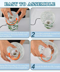 Assembly steps for Palm Leaves Watercolor Bedside Table Lamp With 3-Way Dimming And Touch Control, Built-In Charging Station.