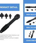 Heavy Hitter Ratchet Drill Chuck Key With Magnetic Quick Swap Heads, constructed from premium carbon steel with rubber handle.