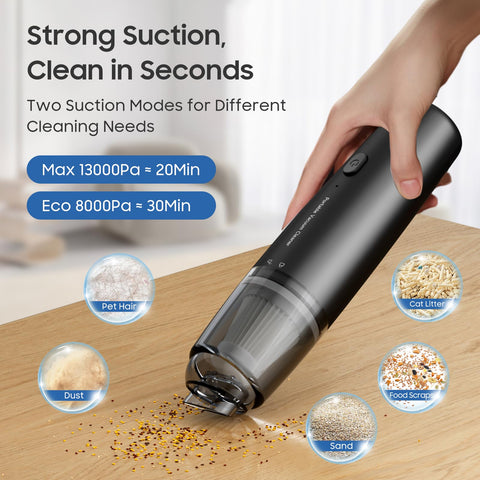 Cordless Handheld Vacuum Cleaner, Ultralight And Super Handy For One-Handed Cleanups In Car, Home, Office, 2 In 1 Suction And Blower shown