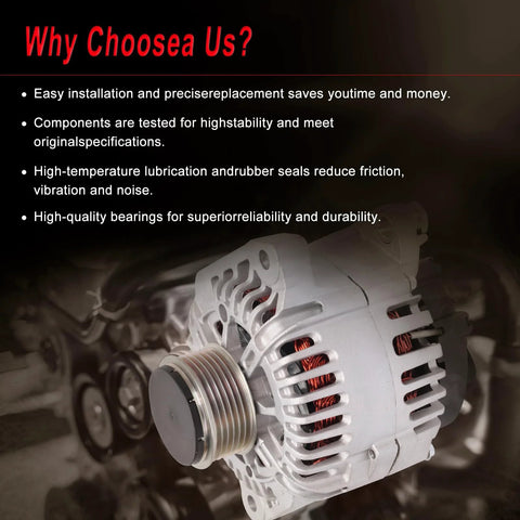 Alternator Replacement For Hyundai Sonata 2006-2010 Optima 2006-2010 Magentis 2006-2010 Rondo 2007-2012 close-up view