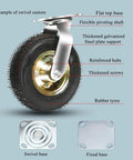 Heavy Duty Swivel And Fixed Castor Wheels With Premium Rubber Pneumatic Trolley Casters and Shock Absorbing Industrial Grade Hardware With Mounting Screws Built Damn Tough For Daily Grind with detailed swivel castor.