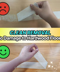 Demonstration of clean removal process for Double Sided Stair Tread Tape 2 Inch By 20 Yard Heavy Duty Non Slip Rug Gripper on hardwood floors.