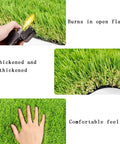 Realistic Outdoor Artificial Grass Lawn Turf Mat for Patio and Garden, showing texture, resilience to fire, and comfortable feel.