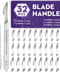 32 Piece Scalpel Blades Set With Two Handles Number 10 11 23 Sterile Lab Knives For Surgical Practice Arts And Crafts Carving And Science Projects Includes Dual Handle Kit, with blades and handles