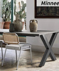 Set Of 2 Industrial Country Style Steel Table Legs For 28 By 30 Inch Tables, X-frame design under a dining table