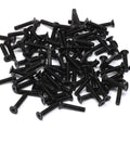 100 Pcs Bulk M3 X 16mm Hex Socket Flat Head Cap Screws, Black Oxide Finish, 12.9 Grade Alloy Steel, scattered on white surface