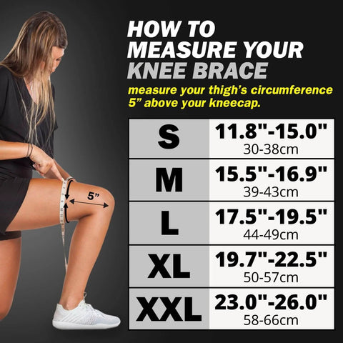 Sizing guide for Knee Compression Sleeve Pair For Pain Relief And All Day Support Perfect For Running Basketball Volleyball Weightlifting