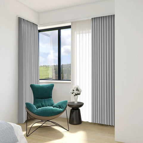 Heavy-Duty Double Curtain Track System With Conjoined Design In White Aluminum Rail For Independent Sheer And Drapery Operation Smooth Glide Ultra-Strong Build Easy Install Quiet Performance And Flexible Light Control in modern room