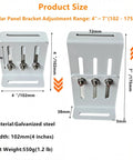 Adjustable Solar Panel Tilt Mount Bracket For RVs Trailers Boats Yachts And Off Grid Systems Heavy Duty Mounting Kit dimensions
