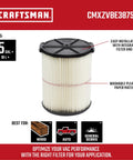 Genuine General Purpose Wet Dry Vacuum Replacement Filter For 5 To 20 Gallon Shop Vacs Easy Qwik Lock Install Washable Reusable Filter