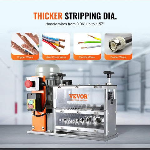 Heavy Duty Automatic Wire Stripper For Electric Cables Point Zero Six To One Point Five Seven Inches with clear design and 750W motor.