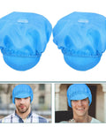 Pro Level Antistatic Work Hats With Breezy Mesh Venting Keeps Things Chill In Busy Shops Lightweight Dustproof Head Covers For Cleanroom Tech Floors Easy On Five Pack in blue color