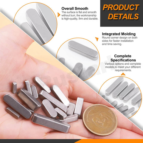 Hand holding 140Pcs Key Stock Set, 304 Stainless Keystock Kit With Round Ended Feather Keys, various sizes visible
